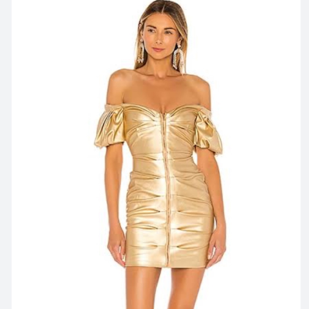 New nookie ZOE MINI DRESS IN METALLIC GOLD.